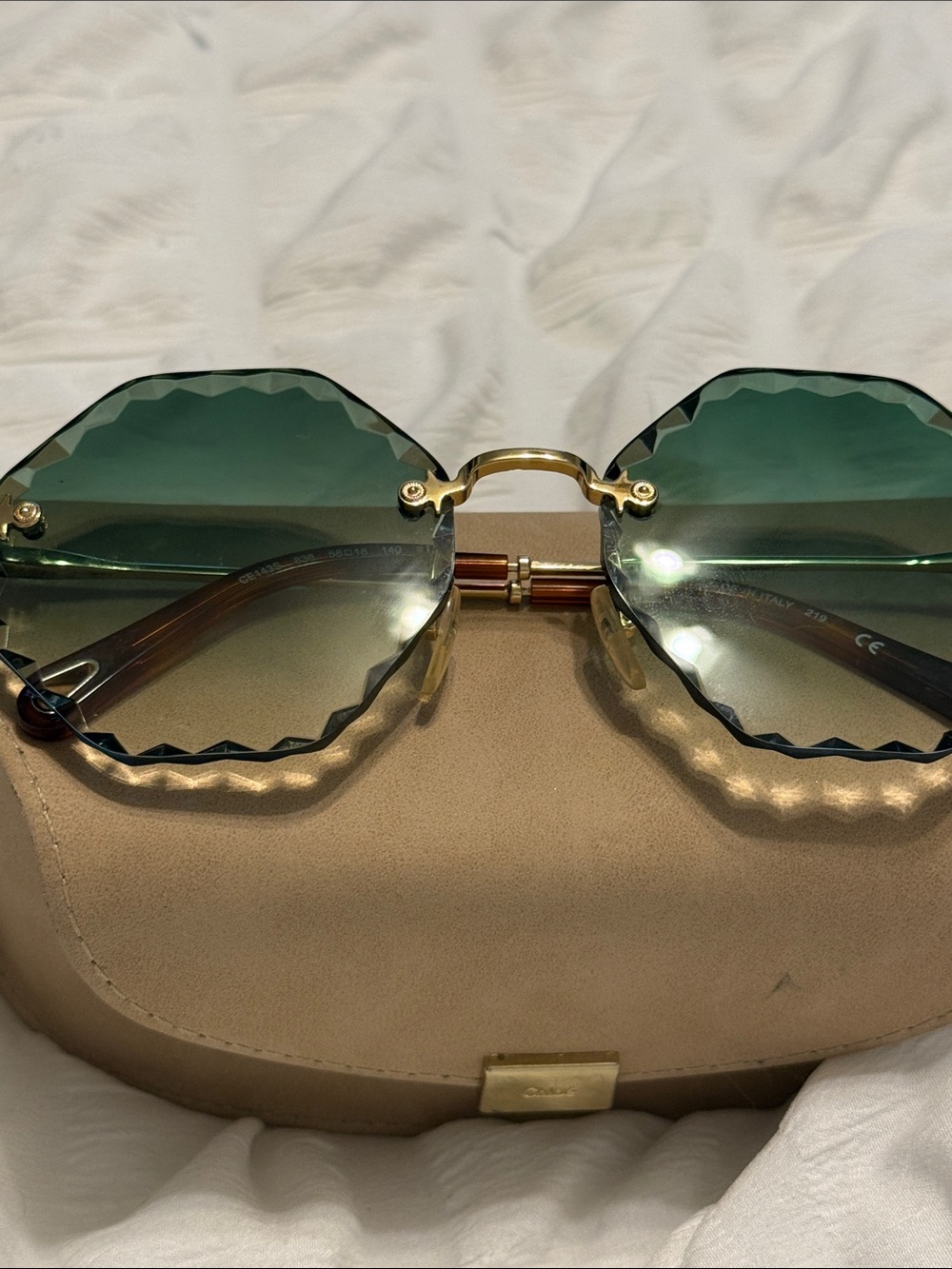 Chloe Gold Frame Sunglasses with Green Gradient Lenses